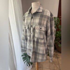 Jeremiah American Legacy Wool Blend Gray‎ Plaid Flannel Shirt Jacket L
